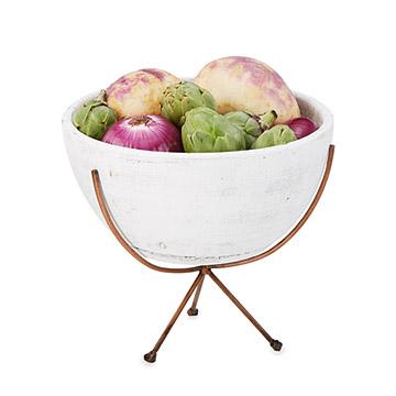 White Earthenware Bowl with Stand
