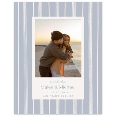 Blue Bordered Wedding Digital Save the Date - Coastal Photo