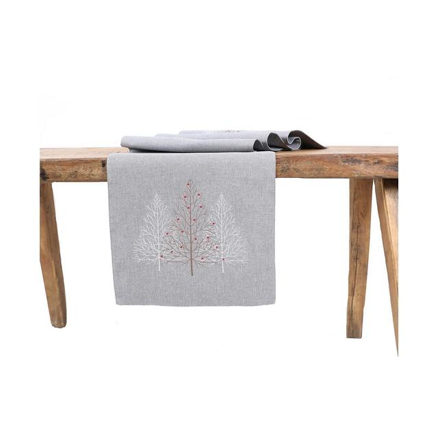 Manor Luxe Festive Trees Embroidered Christmas Table Runner