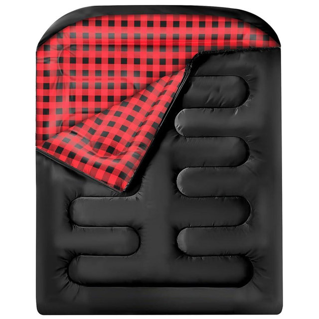 Airopr Double Sleeping Bags for Adults, Queen Size 2 Person All Season for Warm & Cold Weather | Fits Kids 10-12 (Girls & Boys) - Lightweight & Waterproof Camping Essentials for Hiking, Stomp Pads