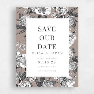 Rich Taupe, Brown Wedding Save the Date - Trèfle Portrait
