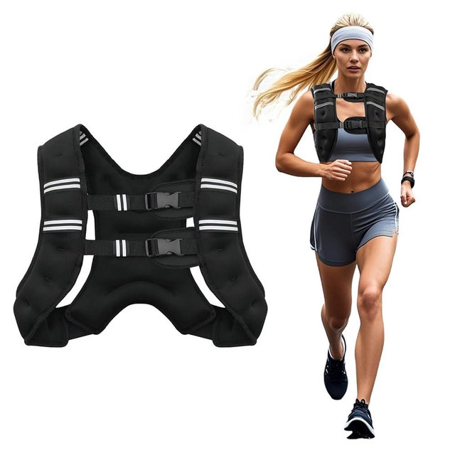 Poudee Weighted Vest, 6lb/8lb/10lb/12lb/16lb/20lb/25lb/30lb Weight Vest for Men Women, Body Weight Vests Adjustable with Reflective Stripe for Strength Training, Running, Workout, Jogging, Walking