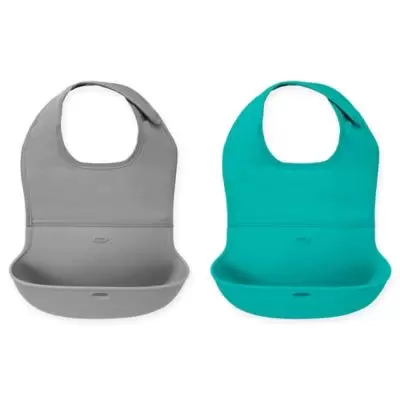 OXO Tot® 2-Pack Roll Up Bibs in Grey/Teal