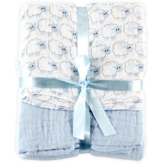 Hudson Baby 2 Count Muslin Swaddle Blanket, Blue