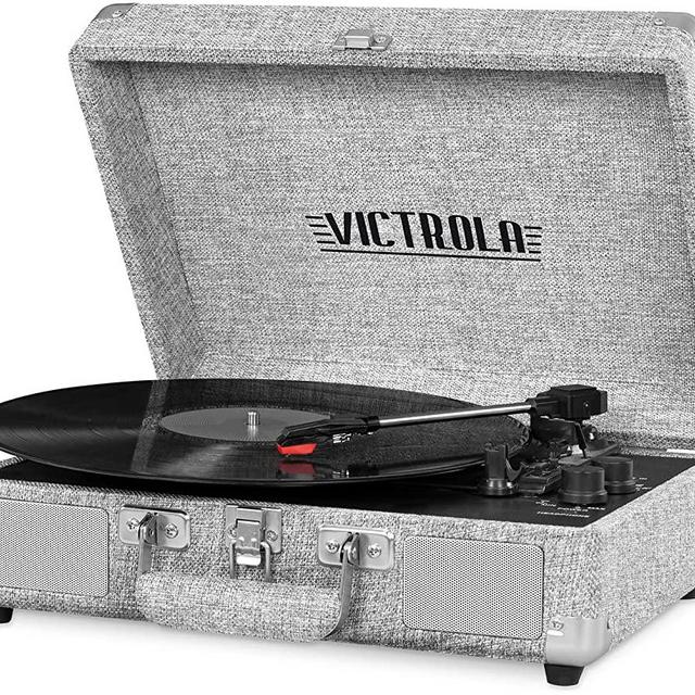 Victrola VWM-100SB-LGY Journey+ Suitcase Record Player with Dual Bluetooth (Grey)