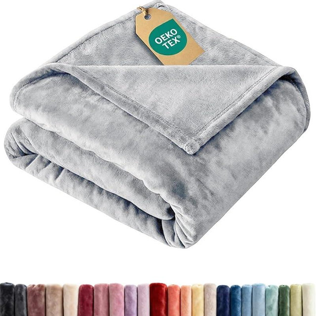 Ultra Soft Fleece Blanket Twin Size - Flannel Fleece Luxury Twin Blanket - Lightweight for Couch Bed Chair - Thick, Warm and Breathable - All Season Cozy Fuzzy, Anti-Static Microplush Bedding, Grey