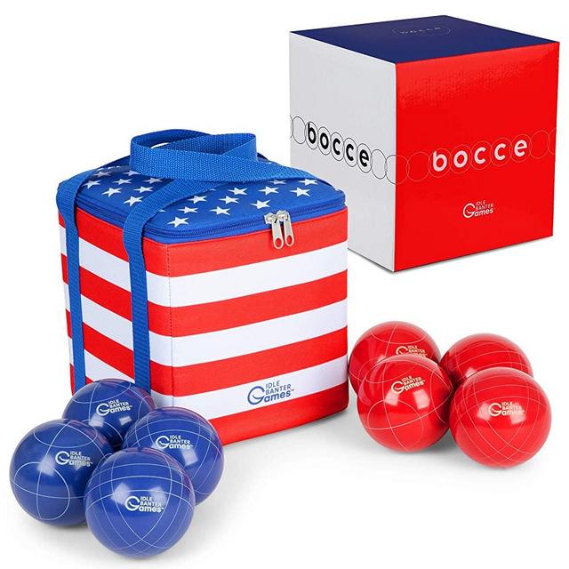 Idle Banter Games Premium 90mm Bocce Ball Set with Nylon Carrying Case - Lawn Game for Adults and Kids - Backyard Game Perfect for Parties, Picnics and The Beach