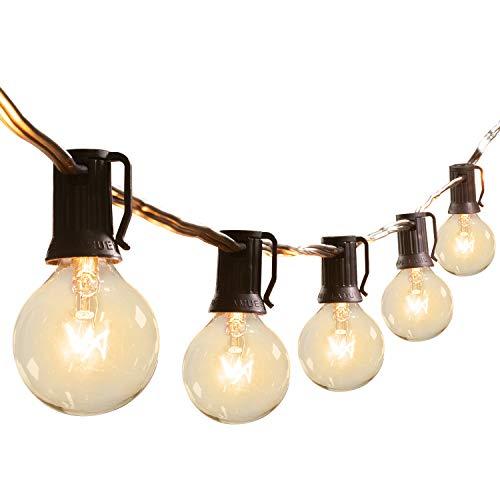 Brightown G40 Outdoor Patio String Light-25FT Connectable Globe Lights with 26 Clear Bulbs(1 Spare), UL Listed Backyard Lights for Indoor Commercial Decor, 25 Hanging Sockets, E12 Base, 5W Bulb, White