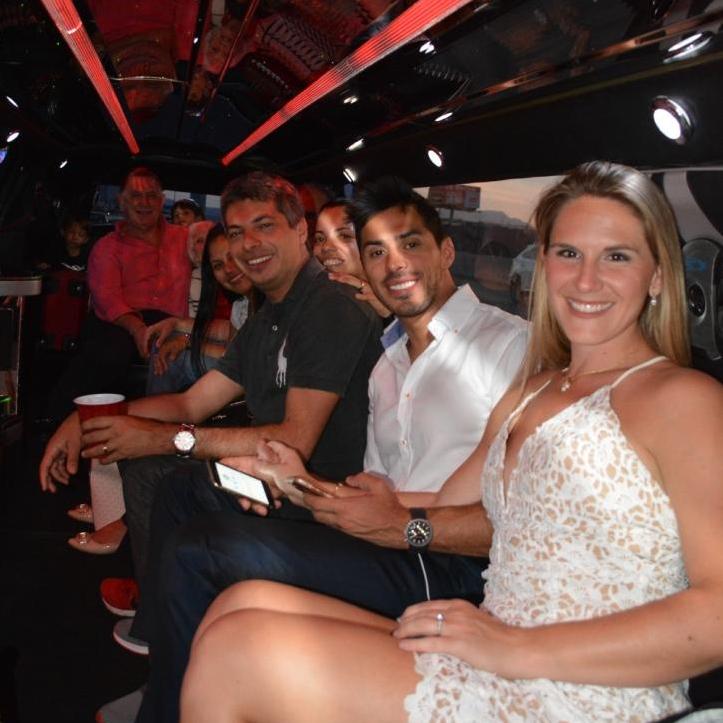 On the way to the chapel in the limo.