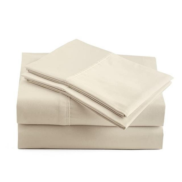 Peru Pima Cotton Breathable/Deep Pocket, 415 Thread Count, Solid 4-Piece Bed Sheet Set (1 Flat, 1 Fitted Sheet, 2 Pillow Covers) - California King Bed Sheet Set, Ivory