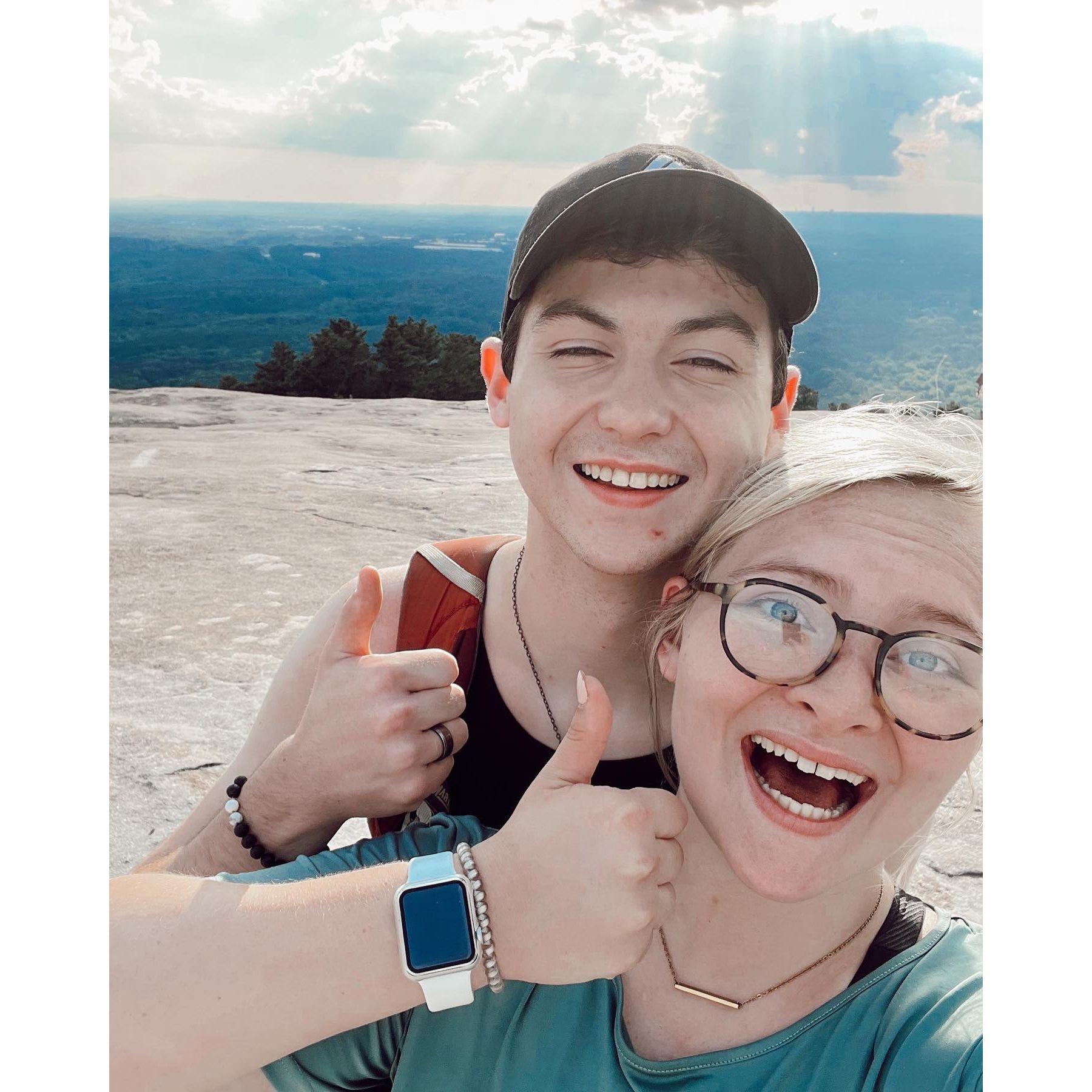 thumbs up because we survived the hike to the top!