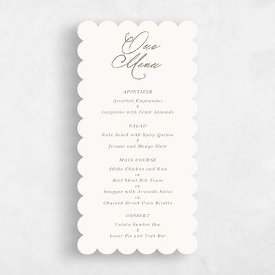 Beige Scalloped Wedding Menu - Cristal