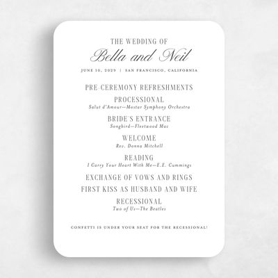 White Rounded Wedding Program - Roscana