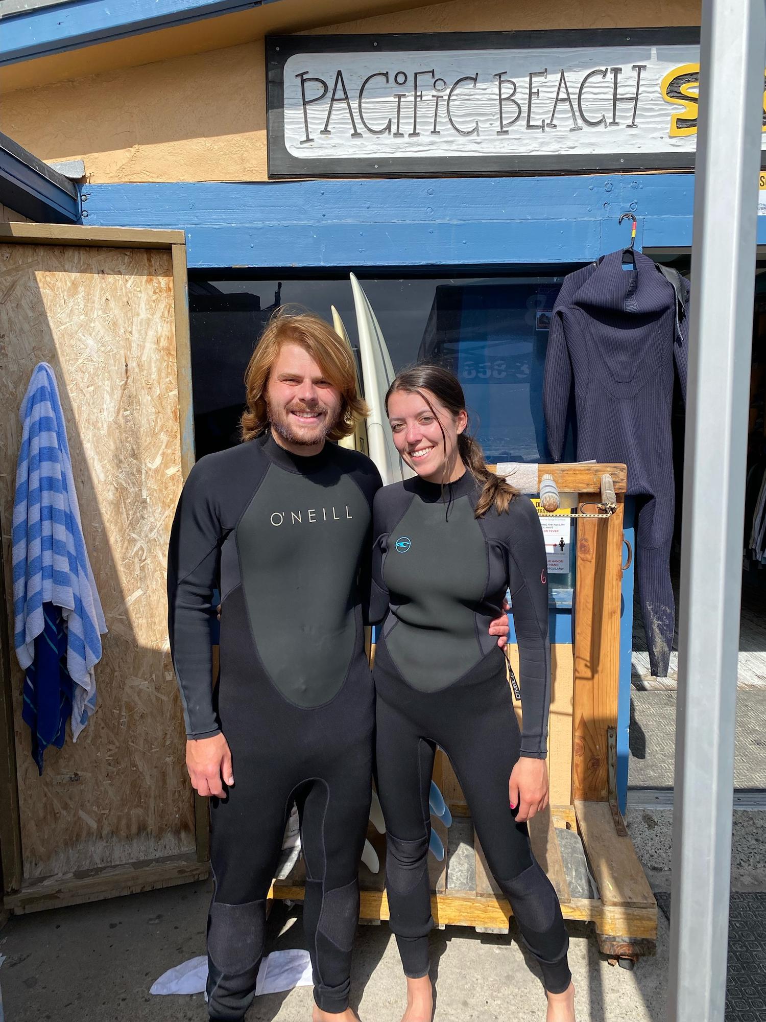 Surf lessons in San Diego