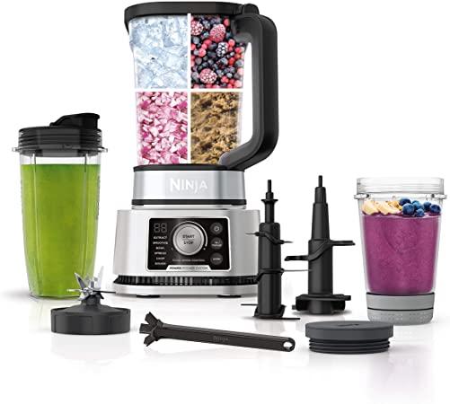 Ninja Foodi SS351 Power Blender & Processor System with Smoothie Bowl Maker and Nutrient Extractor*. 4in1 Blender + Food Processor, 1400WP smartTORQUE 6 Auto-iQ Presets