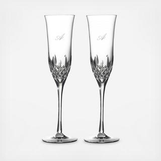 Lismore Essence Script Letter Champagne Flute, Set of 2
