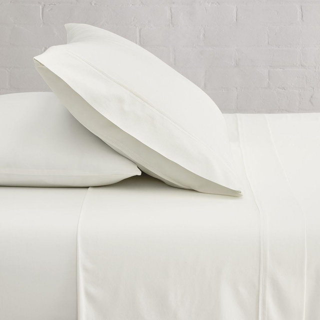 400TC Sateen Wide Hem Sheet Set, King, Ivory