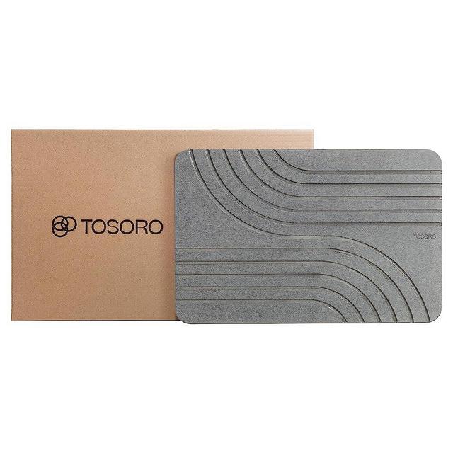 TOSORO - Stone Bath Mat, Diatomaceous Earth Non-Slip Stone Shower Mat - Quick Drying Absorbent Bath Stone Mat - Elegant & Modern Design, Easy to Clean (23.5 x 15 Graphite)