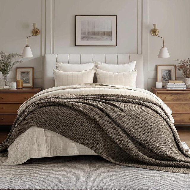 EVERGRACEHOME Chunky Chenille Knit Throw Blanket for Couch, Soft Luxurious Oversized Queen Moss Stitch Blanket for Bed, Cozy Farmhouse Knitted Throw for Sofa, Mocha Brown, 90" x 90"