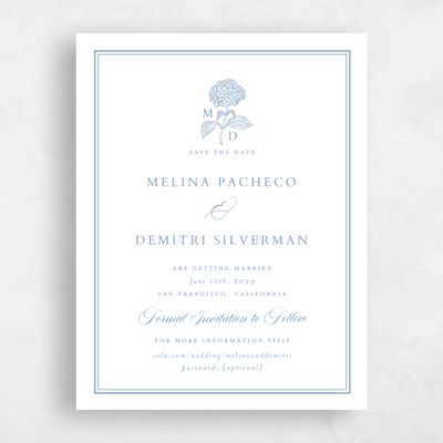 Blue Simple Wedding Save the Date - Newport Portrait Letterpress