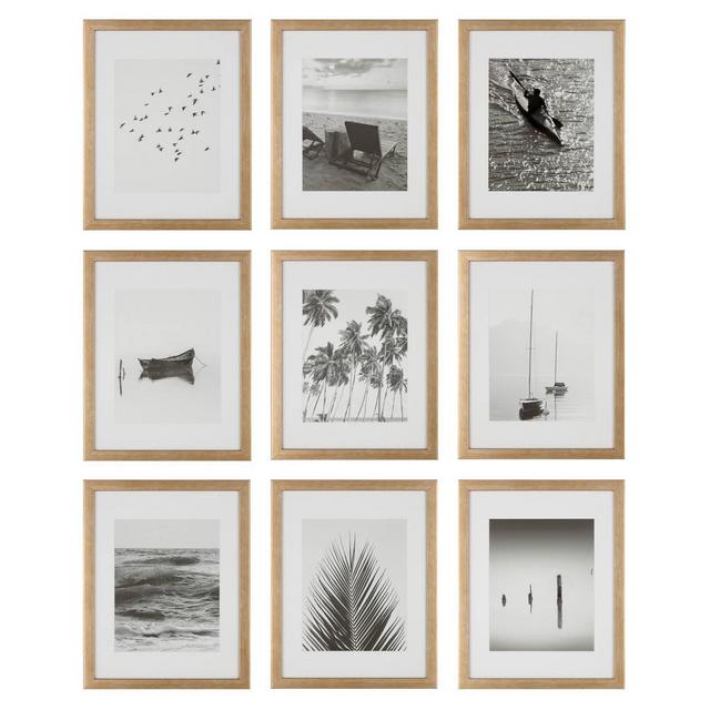 Set of 9 Gallery Frame Set 10 x 10 Matted to 5 x 5 Black - Room  Essentials™