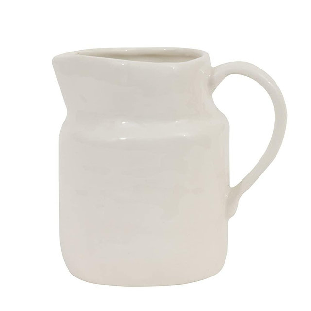 Creative Co-Op White Stoneware Creamer Vintage Reproduction