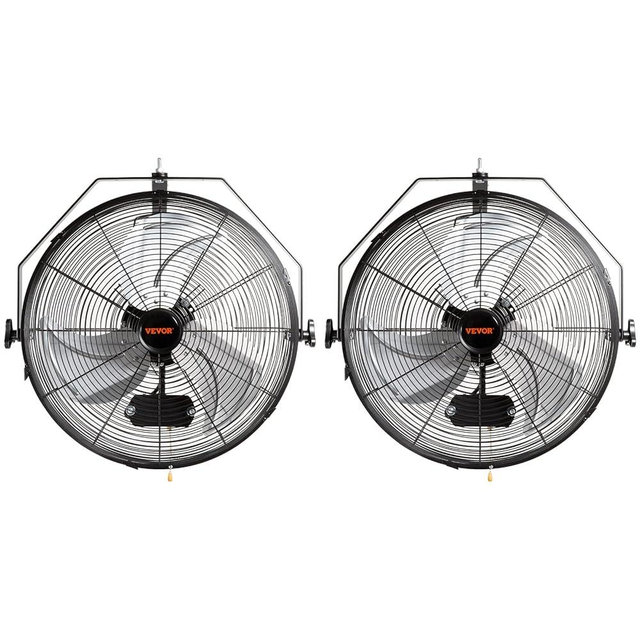 VEVOR 18 Inch Wall Mount Fan, 3-speed IP44 Waterproof Industrial Wall Fan, Max. 4150 CFM Wall Mounted Fan for Outdoor, Commercial, Residential, Greenhouse, Workshop, ETL Listed, 2-Pack