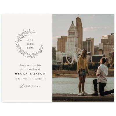 Light Oatmeal, Beige Wedding Digital Save the Date - Sequoia Photo