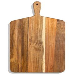 Acacia Wood Cutting Board and Chopping Board with Handle for Meat, Cheese Board, Vegetables, Bread, and Charcuterie - Decorative Wooden Serving Board for Kitchen and Dining Room, Large 17" x 13"