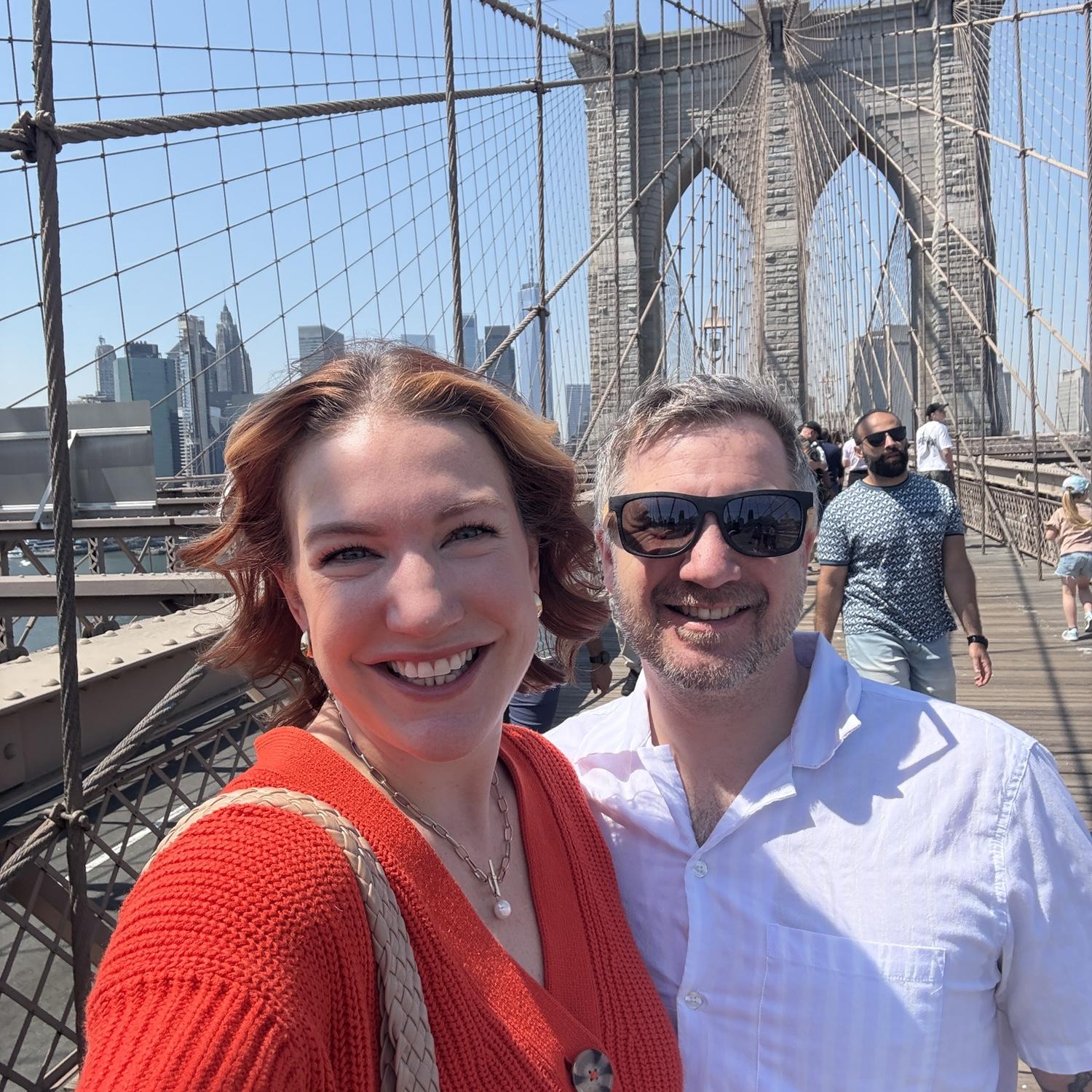 Walking across the Brooklyn Bridge