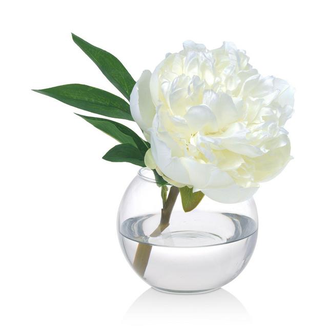 Diane James Home Peony Faux Floral Arrangement in Glass Vase