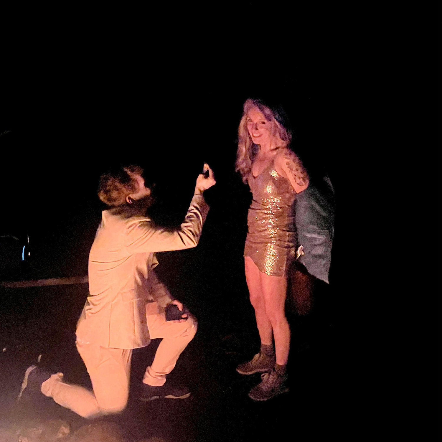 Of course Bekah threw off her jacket...