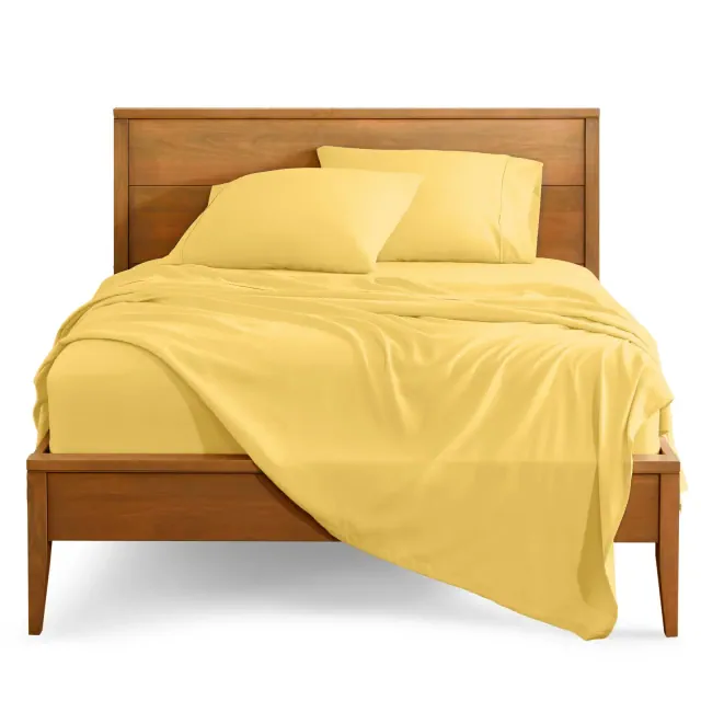Queen Lemon Drop 4 Piece Ultra-Soft Double Brushed Sheet Set by Bare Home