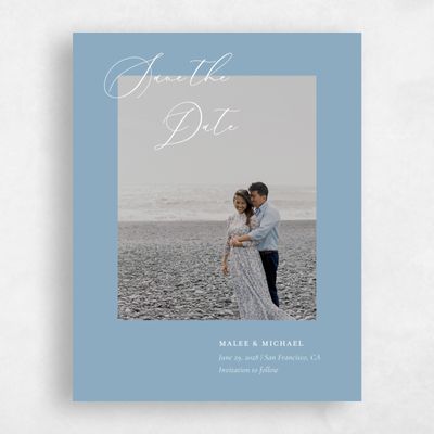 Dusty Blue Wedding Save the Date - Evora Photo