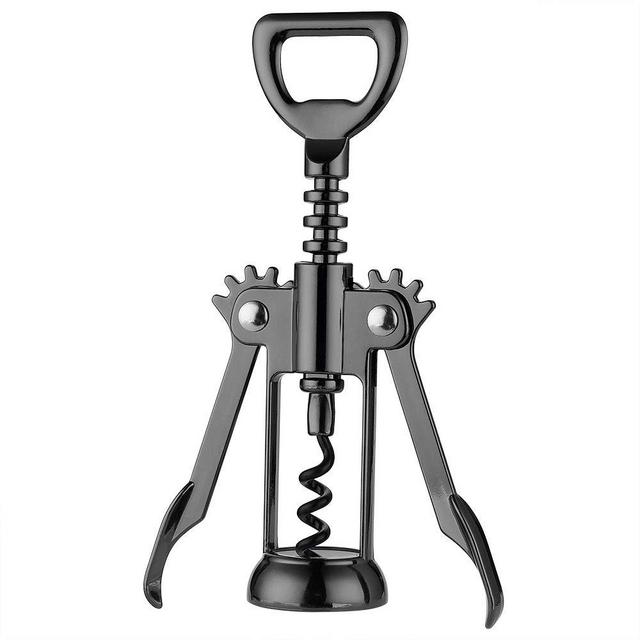 JXS Very Sturdy Wing Corkscrew Black Wine Opener and Beer Opener, Multifunctional Wine Opener