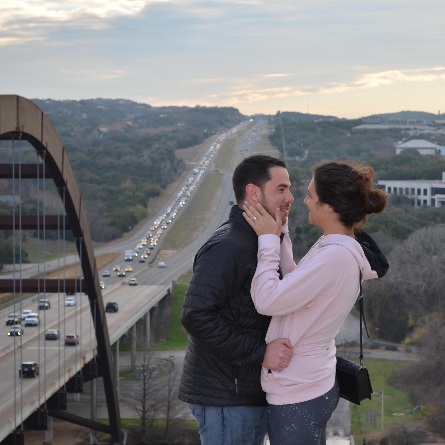 The proposal! (After Abs said yes)
What a surprise! It meant the world for both of us to share this moment with our brother Jordan and sister Della.
Pennybacker Bridge, ATX