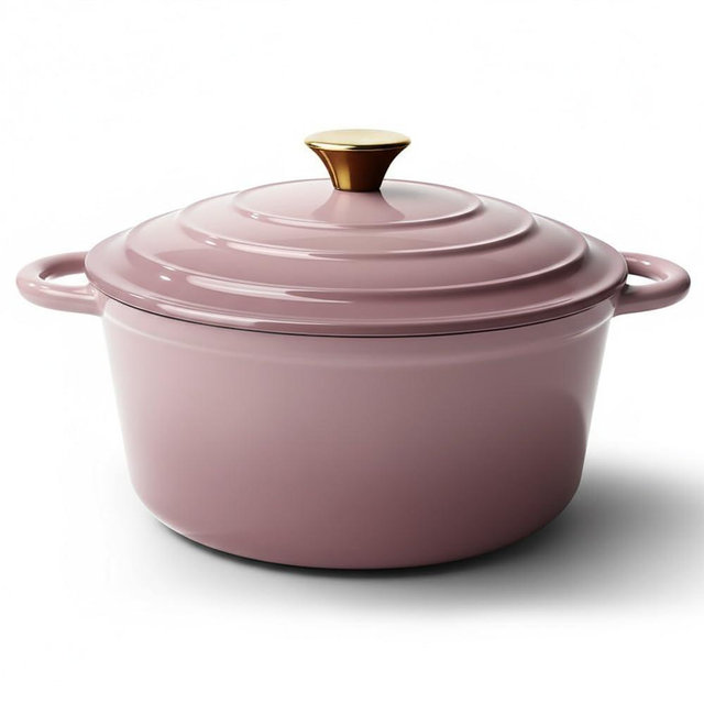 Vintage Style 6 Quart Dutch Oven Pot with Lid, Non Stick Enameled Cast Iron Dutch Oven for Bread Baking, Heavy-Duty, Oven Safe Ceramic Cookware Up to 500°F for Baking, Braising, Stews, Roasting, Pink