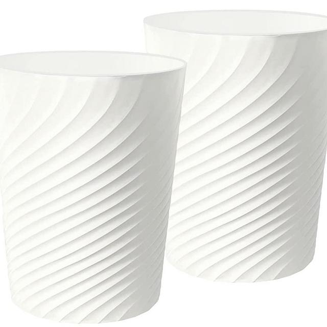 DAJITRE 1.8 Gallon Small Trash Can Wastebasket Recycling Bin Slim Profile for Compact Spaces Bathroom, Office, Bedroom, Kitchen (1.8 Gallon-2pack, White)