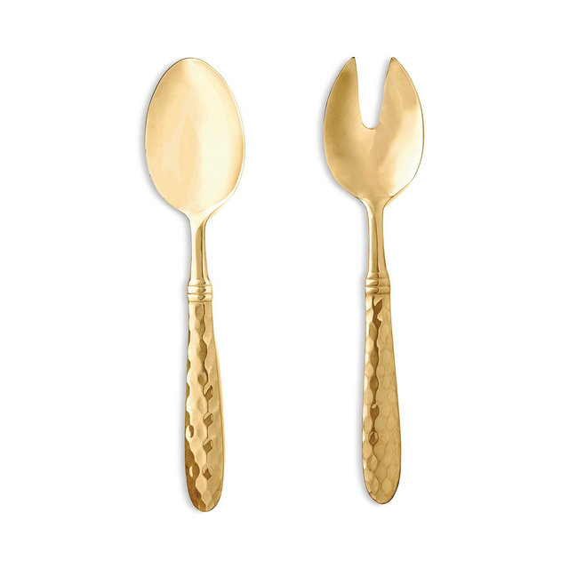 VIETRI Martellato Gold Tone 2 Piece Salad Server Set