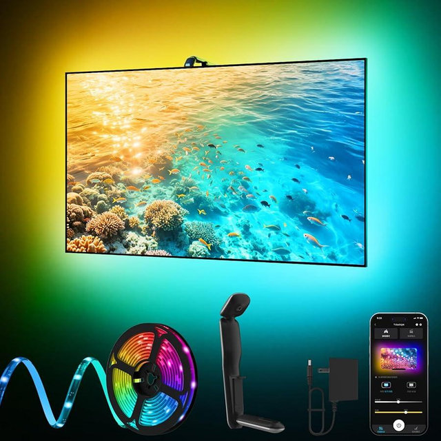 KANTUTOE TV LED Backlight with Camera, 20.34ft LED Lights for 65-100 Inch TVs & PC Monitors, Smart App Control TV Lights That Change with TV, Music Sync Strip Lighting for Gaming, Home Decor