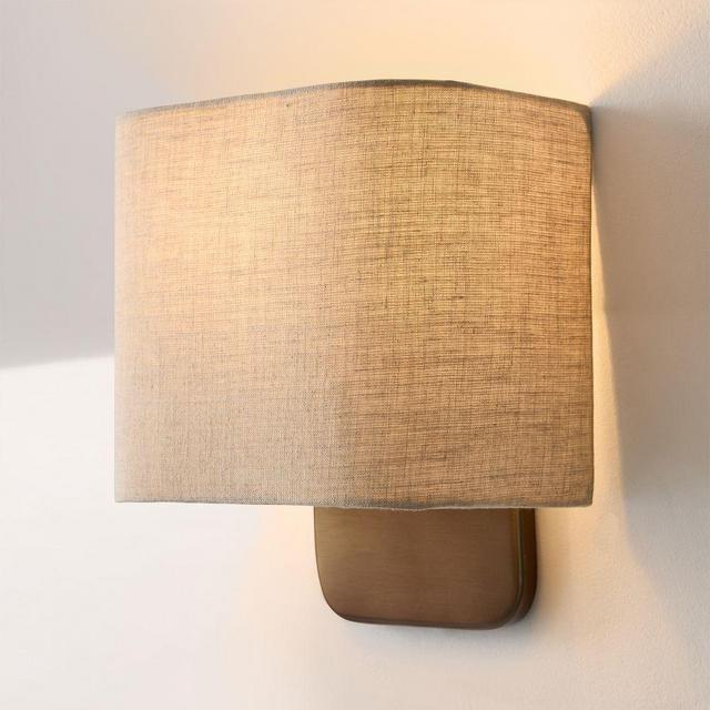 Aleena 10" Sconce, Natural Linen, Oil Rubbed Bronze