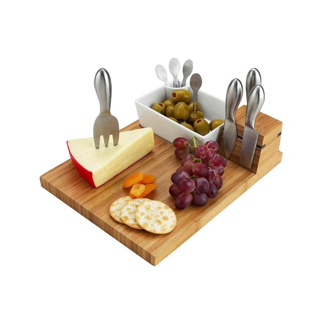 Picnic at Ascot Buxton Bamboo Cheese Board Set with 4 Tools