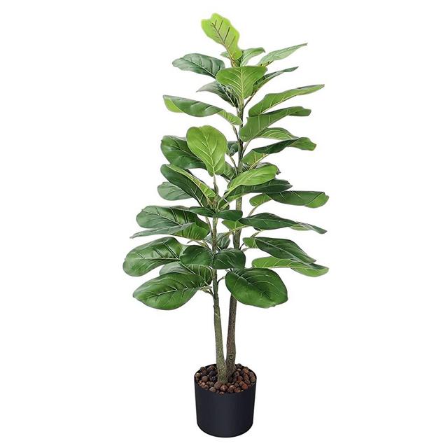 Leasen Artificial Plants, Fake Tree Indoor Outdoor Plants with 35 Leaves, Floor Plant Fake Plants Tall 40 Inch, Faux Plants Indoor Outdoor Artificial Plants with Plastic Pot
