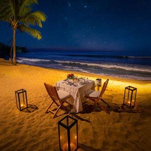 Private candlelit dinner in Seychelles
