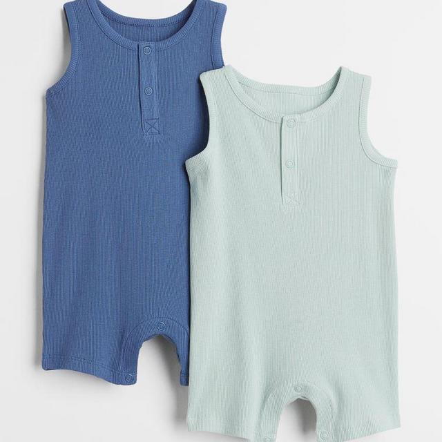 2-pack Sleeveless Cotton Romper Suits