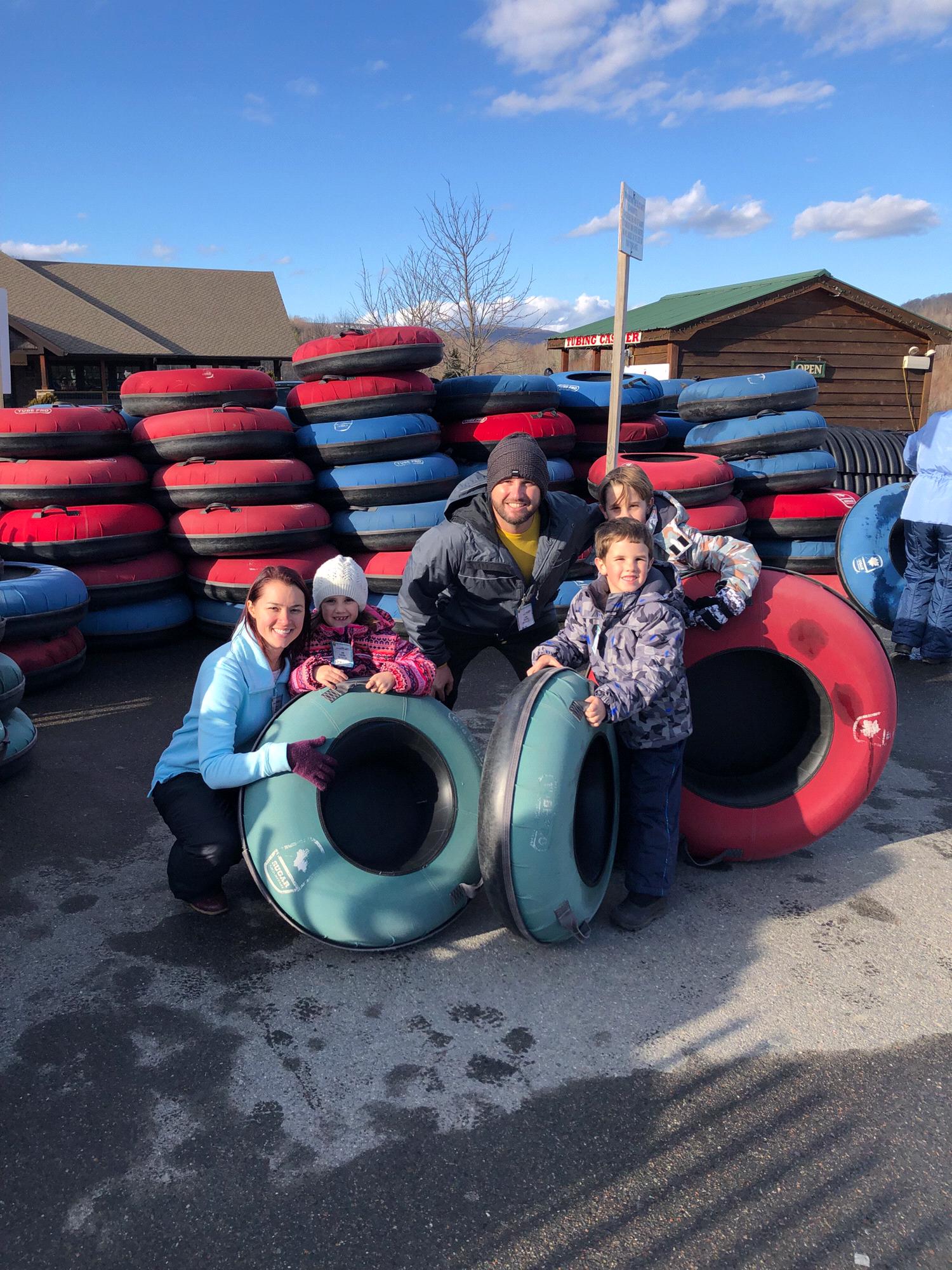 Snow tubing, family ski trip in Banner Elk
