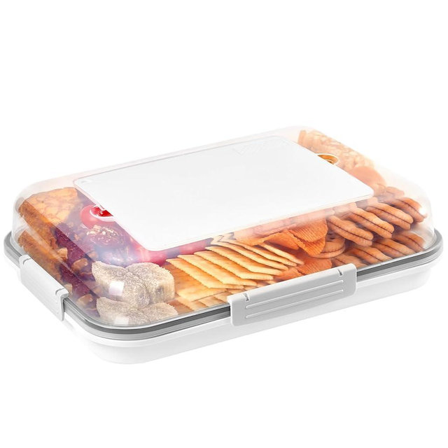 Food storage container with transparent lid Portable travel cheese board Housewarming gift Kitchen cutting board with vegetable tray Snack and fruit platter for entertaining guests