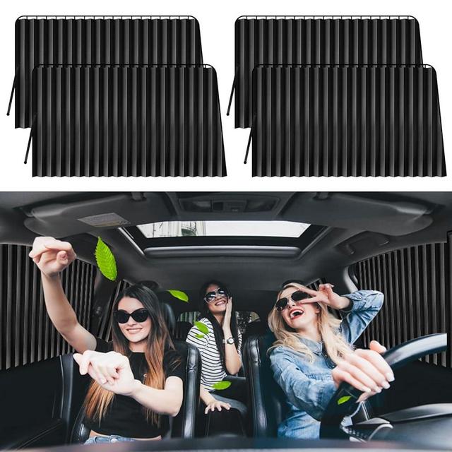 XCBYT Car Window Shades - 4 Pack Car Curtains Car Window Covers Interior Priavcy Protection 98% Light Block Side Window Sun Shades for Eating, Breastfeeding, Taking a nap, Clothes Changing, Camping