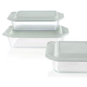 Pyrex Deep 3-Pack Glass Baking Dish Set (9"x13", 7"x11", 8"x8") With BPA-Free Lids, Rectangular Glass Bakeware, Dishwasher, Microwave, Freezer & Pre-Heated Oven Safe