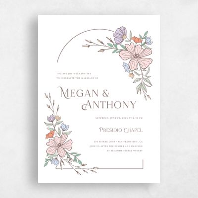 Taupe, White Wedding Invitation - Leighton Bloom